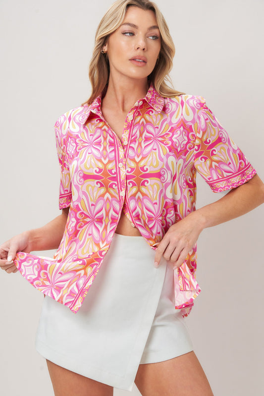 Candy orbit woven top