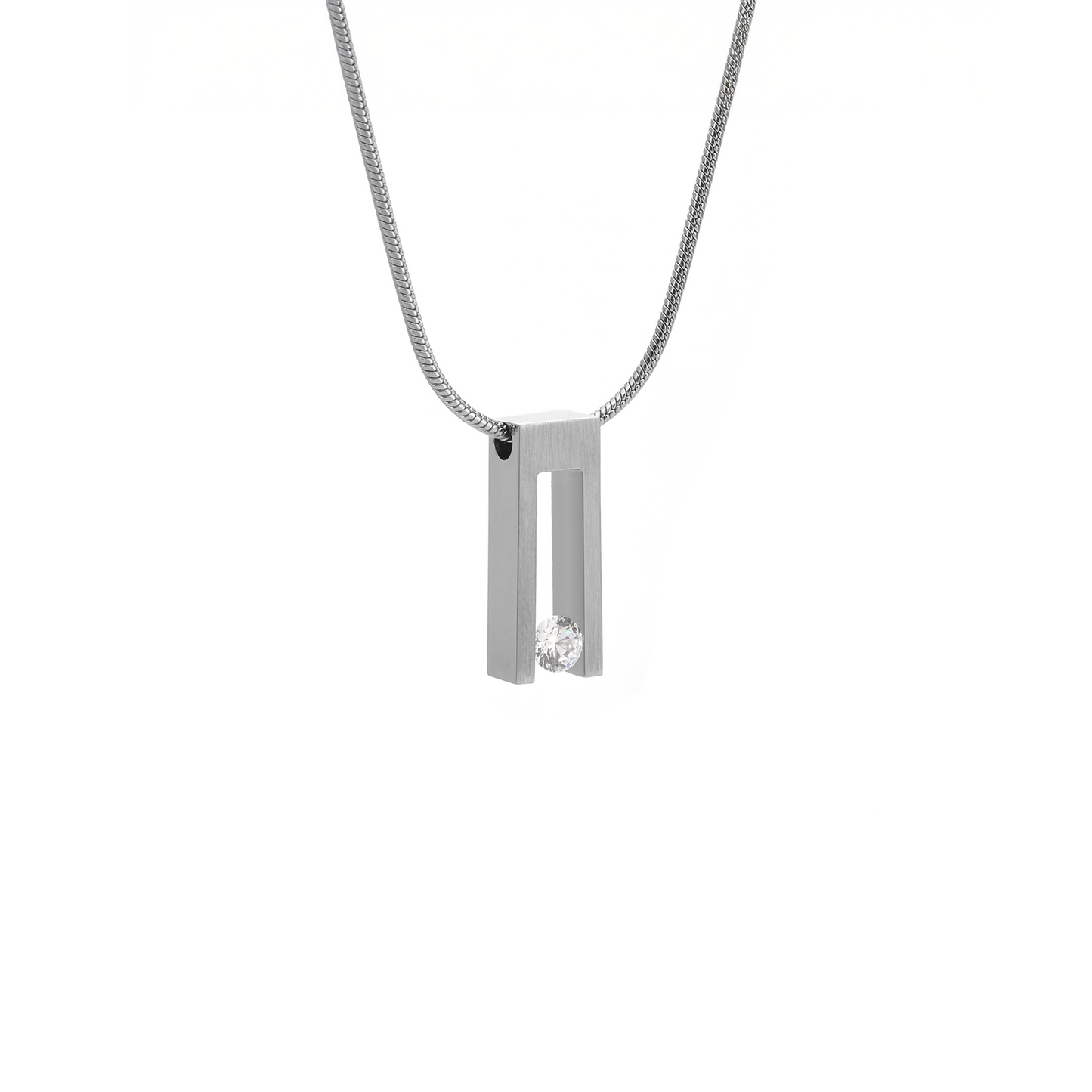 PT089W B.Tiff Hollow Bar Pendant Necklace