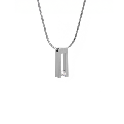 PT089W B.Tiff Hollow Bar Pendant Necklace