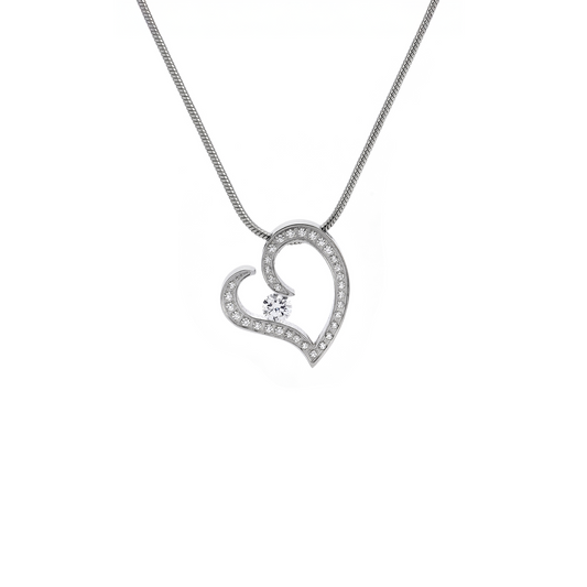 PT092W B.Tiff Pavé Heart Pendant