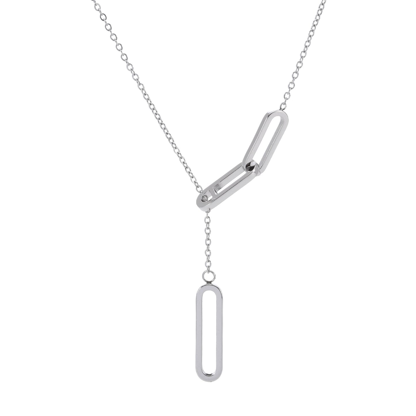 PT330W B.Tiff Adjustable Rolo Lariat Chain Necklace with Paperclip Links