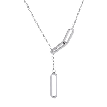 PT330W B.Tiff Adjustable Rolo Lariat Chain Necklace with Paperclip Links