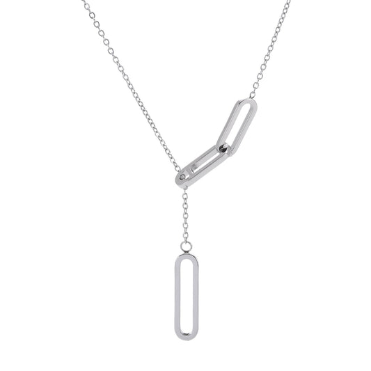 PT330W B.Tiff Adjustable Rolo Lariat Chain Necklace with Paperclip Links