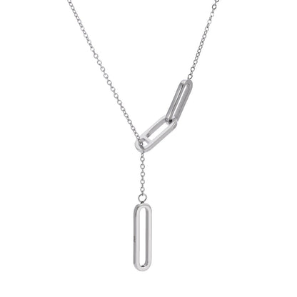 PT330W B.Tiff Adjustable Rolo Lariat Chain Necklace with Paperclip Links