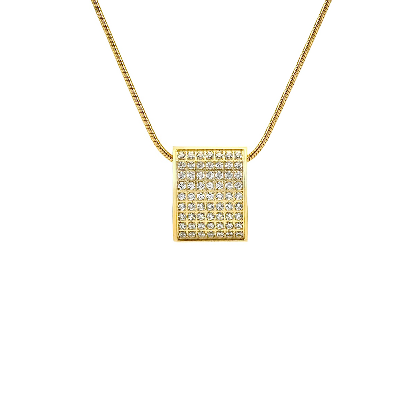 PT444G B.Tiff Gold Pavé Oreiller Pendant Necklace with Coil Chain