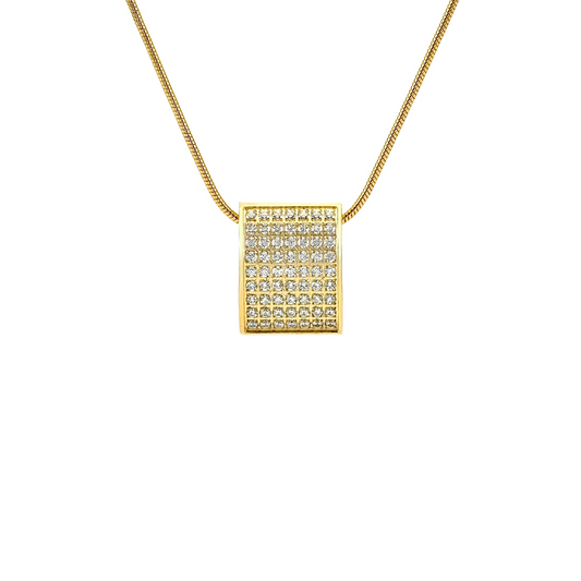 PT444G B.Tiff Gold Pavé Oreiller Pendant Necklace with Coil Chain