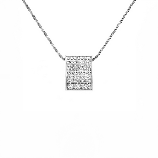 PT444W B.Tiff Pavé Oreiller Pendant Necklace with Coil Chain