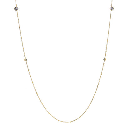 PT456G B.Tiff 8-Stone Gold Pavé Station Necklace