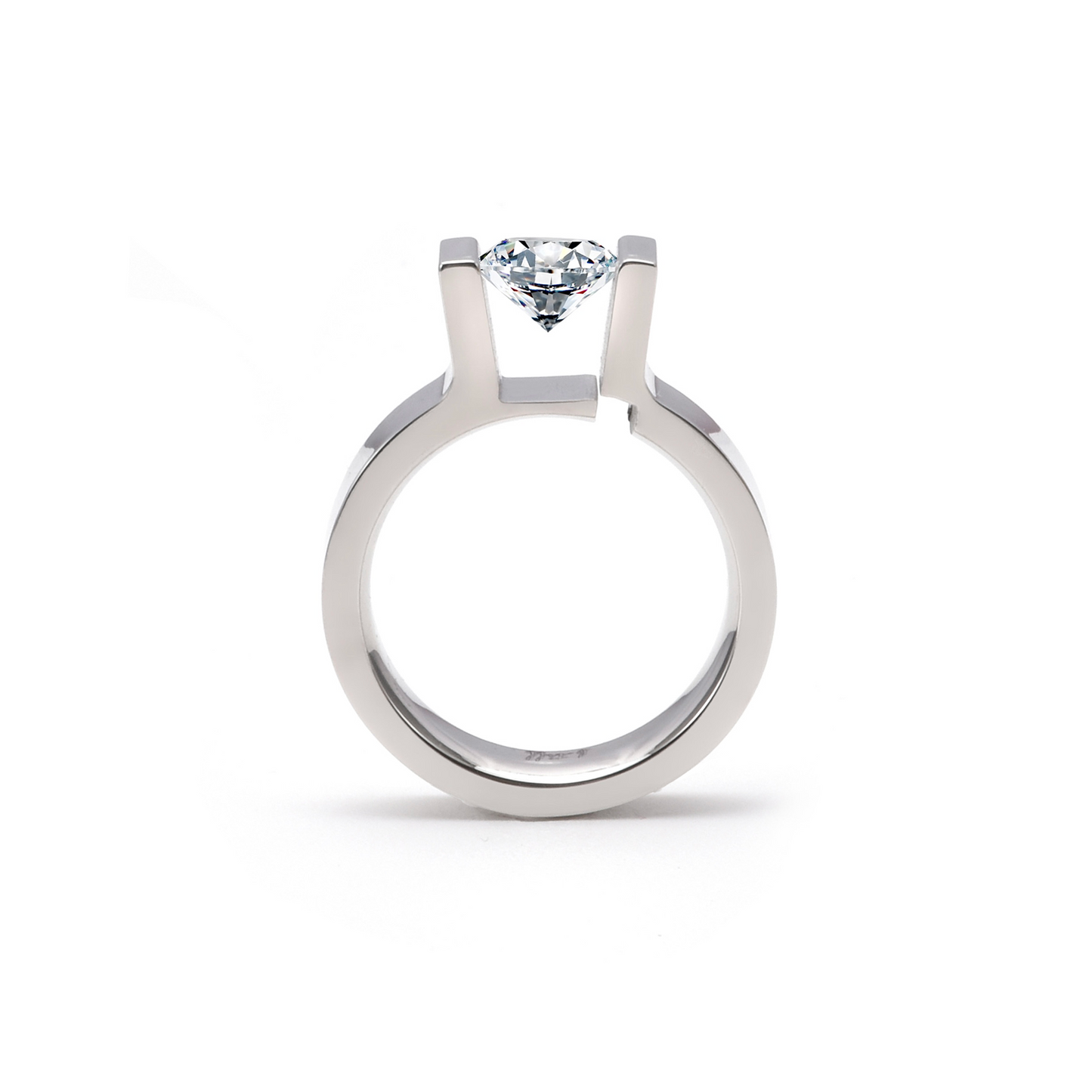 RG074W B.Tiff Tension 1 ct Round Solitaire Engagement Ring