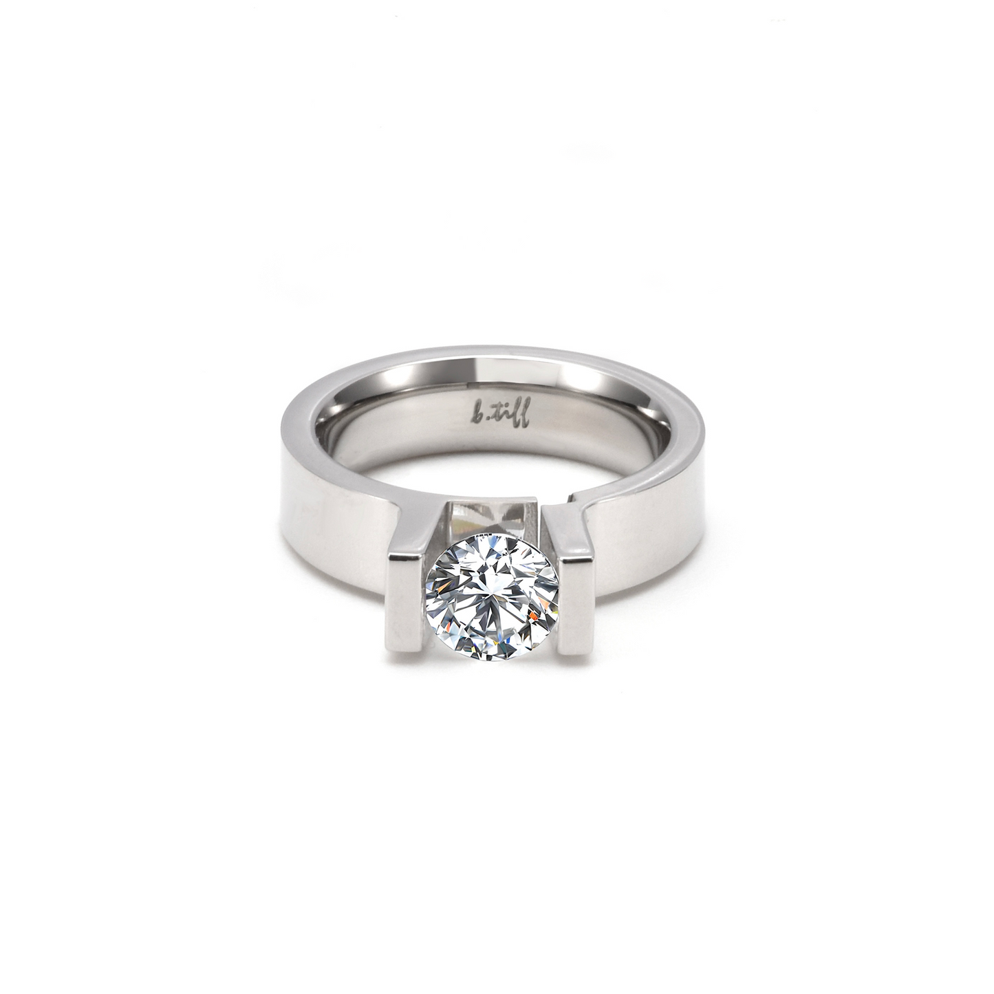 RG074W B.Tiff Tension 1 ct Round Solitaire Engagement Ring