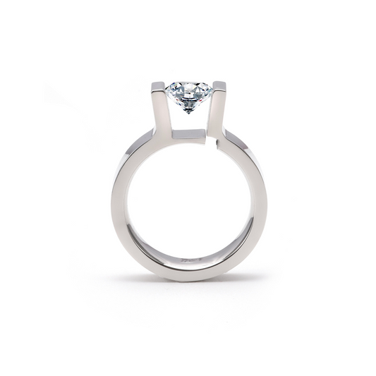 RG074MW B.Tiff Tension 1 ct Moissanite Round Solitaire Engagement Ring