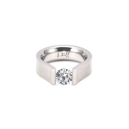 RG091W B.Tiff Tension 1 ct Round Solitaire Curved Edge Engagement Ring