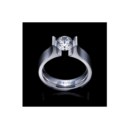RG092W B.Tiff Tension 1 ct Round Solitaire Tall Edge Engagement Ring