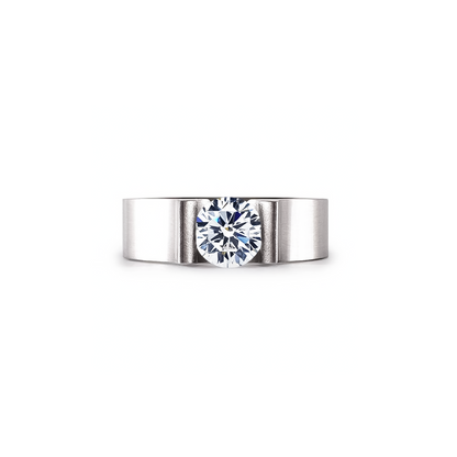 RG092W B.Tiff Tension 1 ct Round Solitaire Tall Edge Engagement Ring