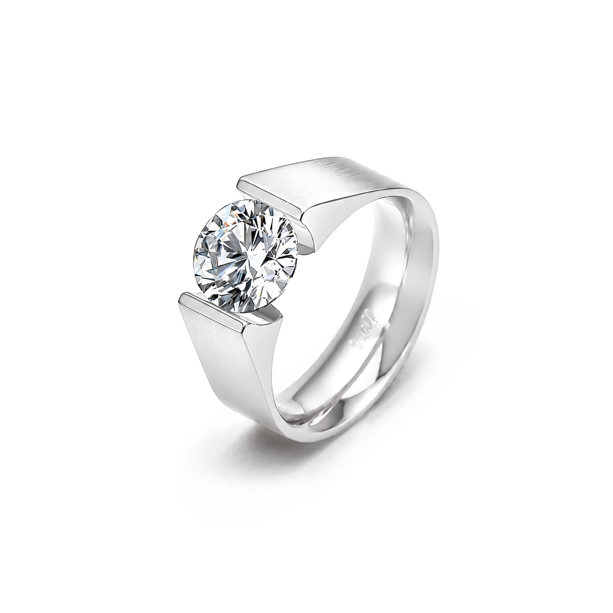 RG093MW B.Tiff 2 ct Moissanite Round Solitaire Engagement Ring