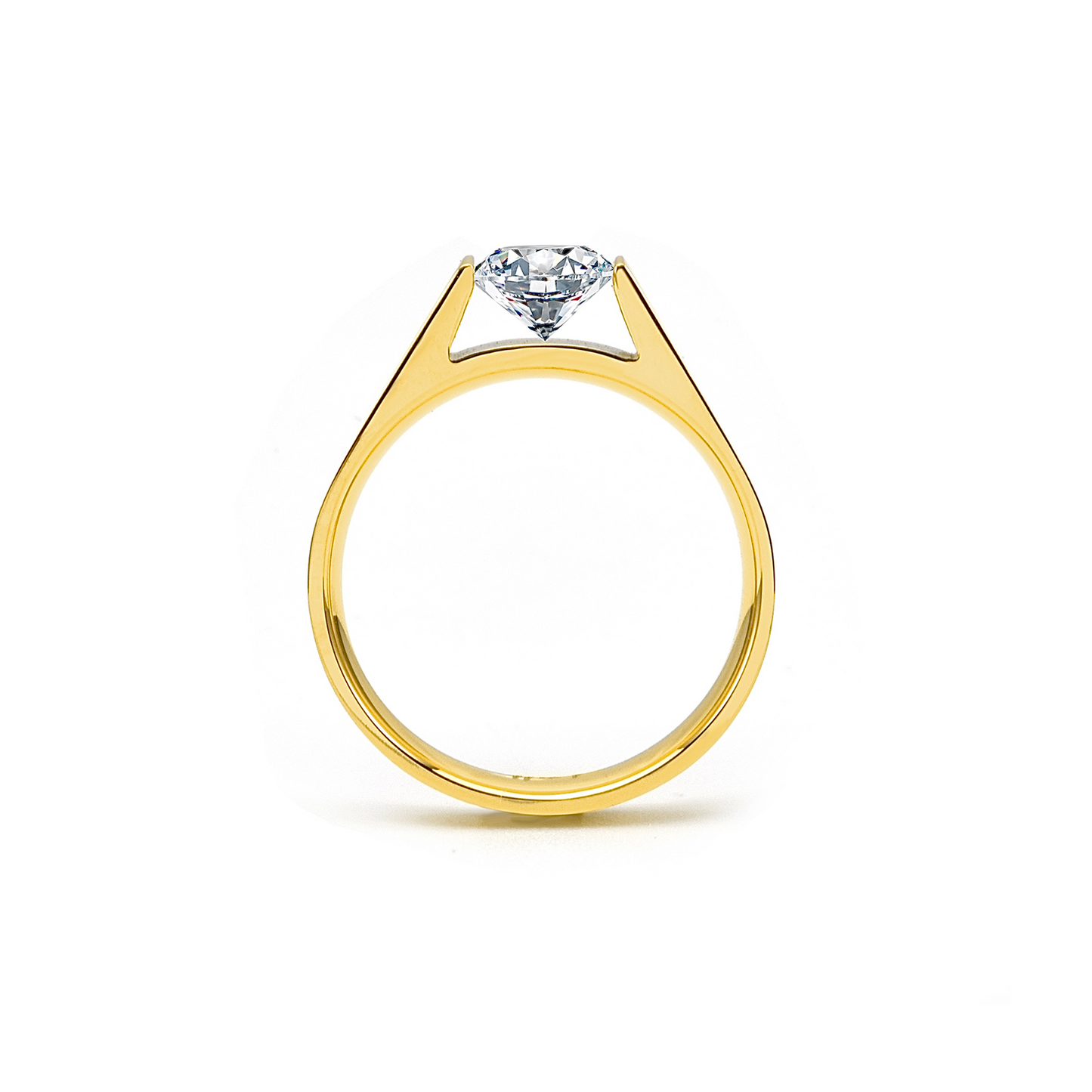 RG096G B.Tiff Gold Tension .75 ct Round Solitaire Engagement Ring