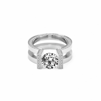 RG108MW B.Tiff 2ct Moissanite Round Solitaire Interlocking Engagement Ring