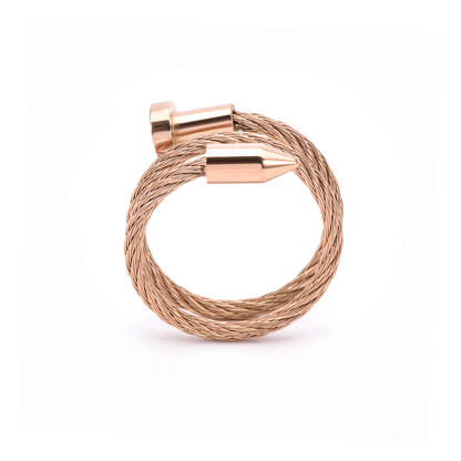 RG116RG B.Tiff Rose Gold Pointe Cable Adjustable Ring