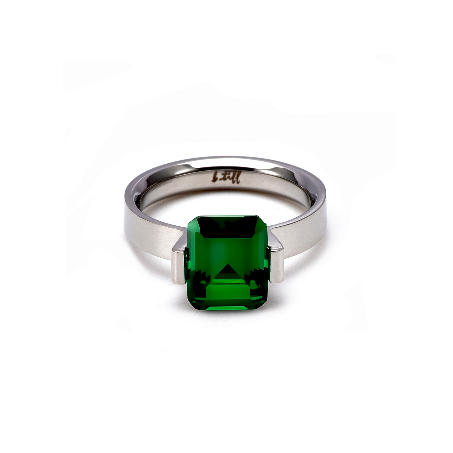RG210GR B.Tiff 3 ct Green Emerald Cut Engagement Ring