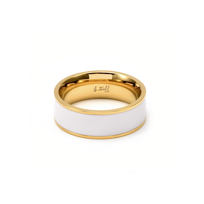RG800GW B.Tiff 18K Gold Plated White Enamel Ring [Wide Band]