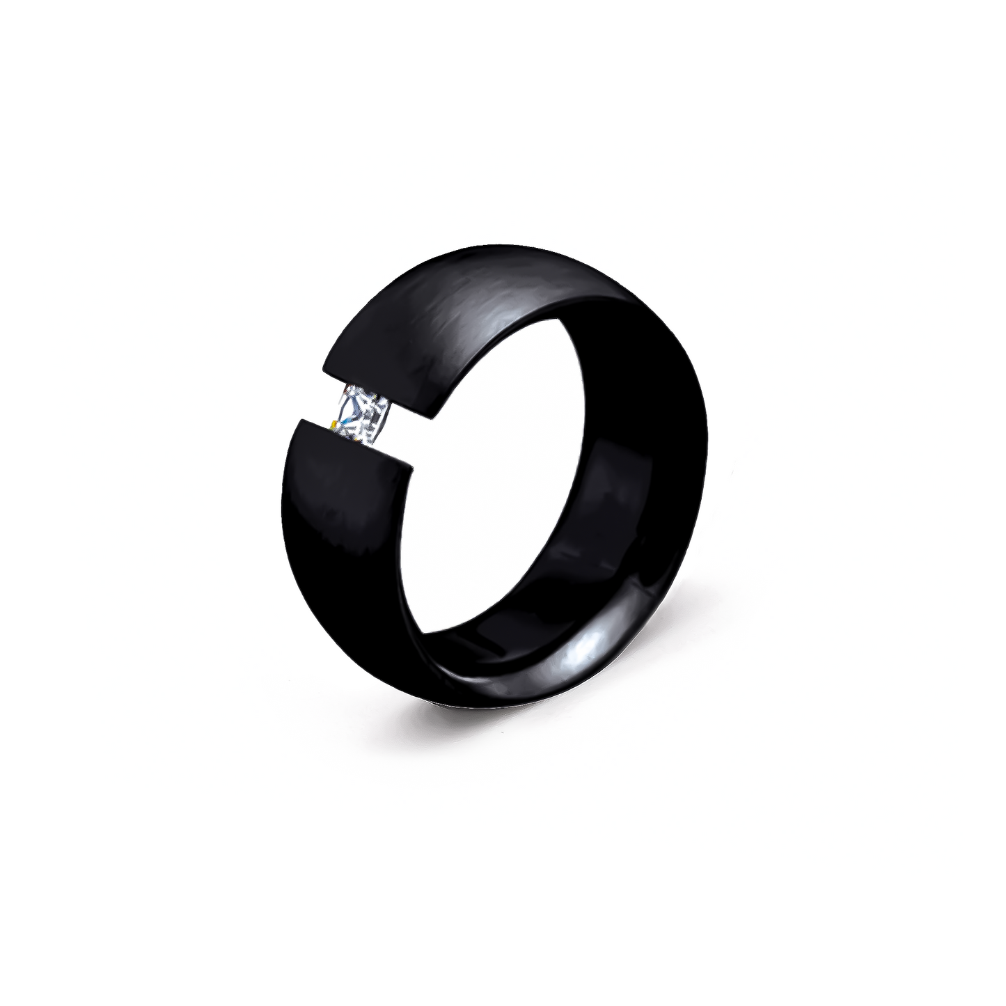 RG801B B.Tiff Princess Cut Black Wide Ring