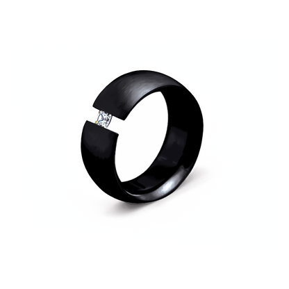 RG801B B.Tiff Princess Cut Black Wide Ring