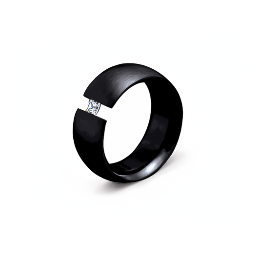 RG801B B.Tiff Princess Cut Black Wide Ring