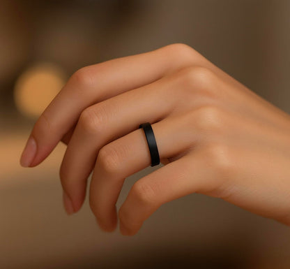 RG105B B.Tiff Plain Black Ceramic Ring [Thin Band]